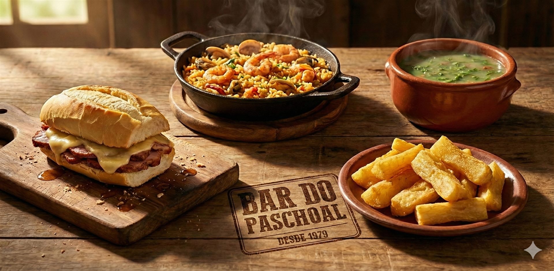 Mesa com pratos da casa